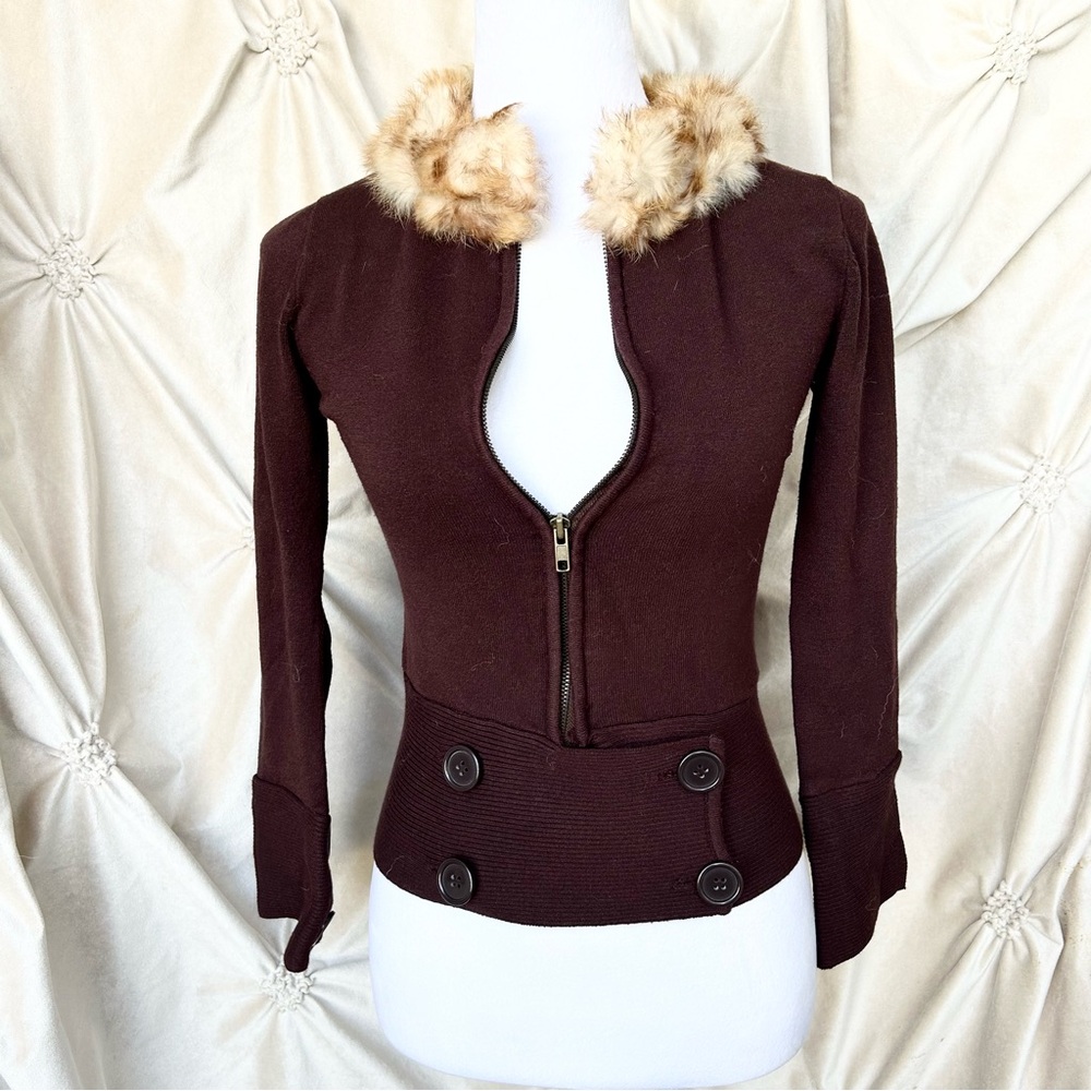 VTG Cache Cardigan With Fur Collar